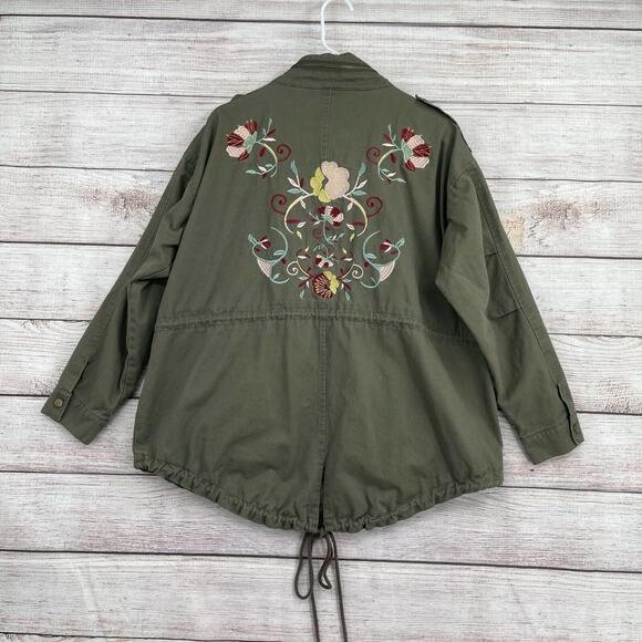 En Creme Floral Embroidered Military Jacket Women's Size‎ Medium Green - Picture 2 of 14